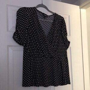 Polka Dot V-Neck Blouse